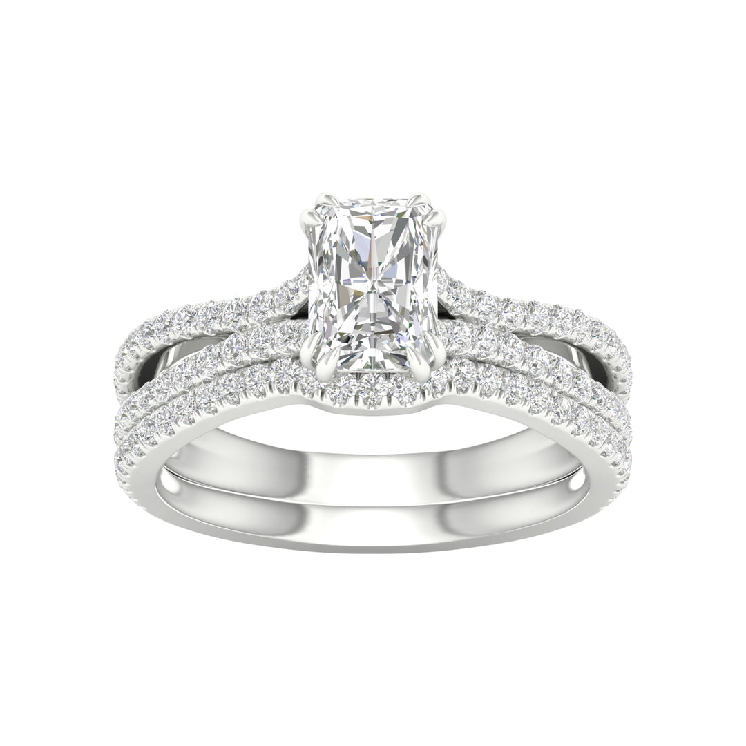 14K White Gold 1.50CT Lab Diamond Bridal Ring Set