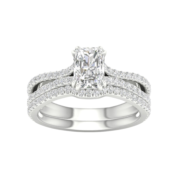 14K White Gold 1.50CT Lab Diamond Bridal Ring Set