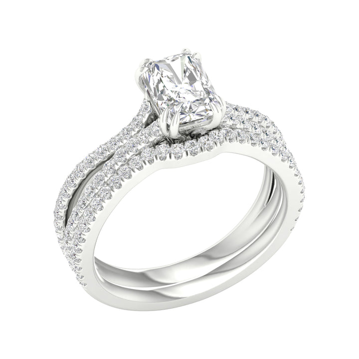 14K White Gold 1.50CT Lab Diamond Bridal Ring Set