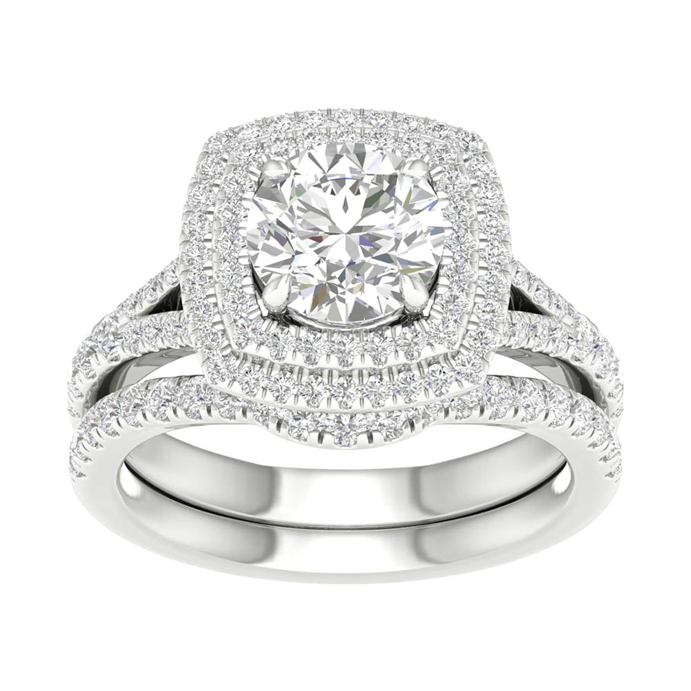 14k White Gold 2.25CT Lab Grown Diamond Bridal Ring Set