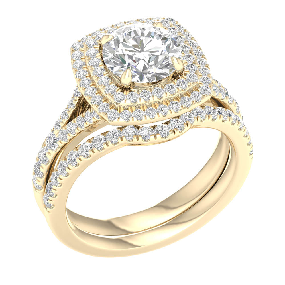 Brilliant 14K White Gold Lab Diamond Bridal Set 2.25CT