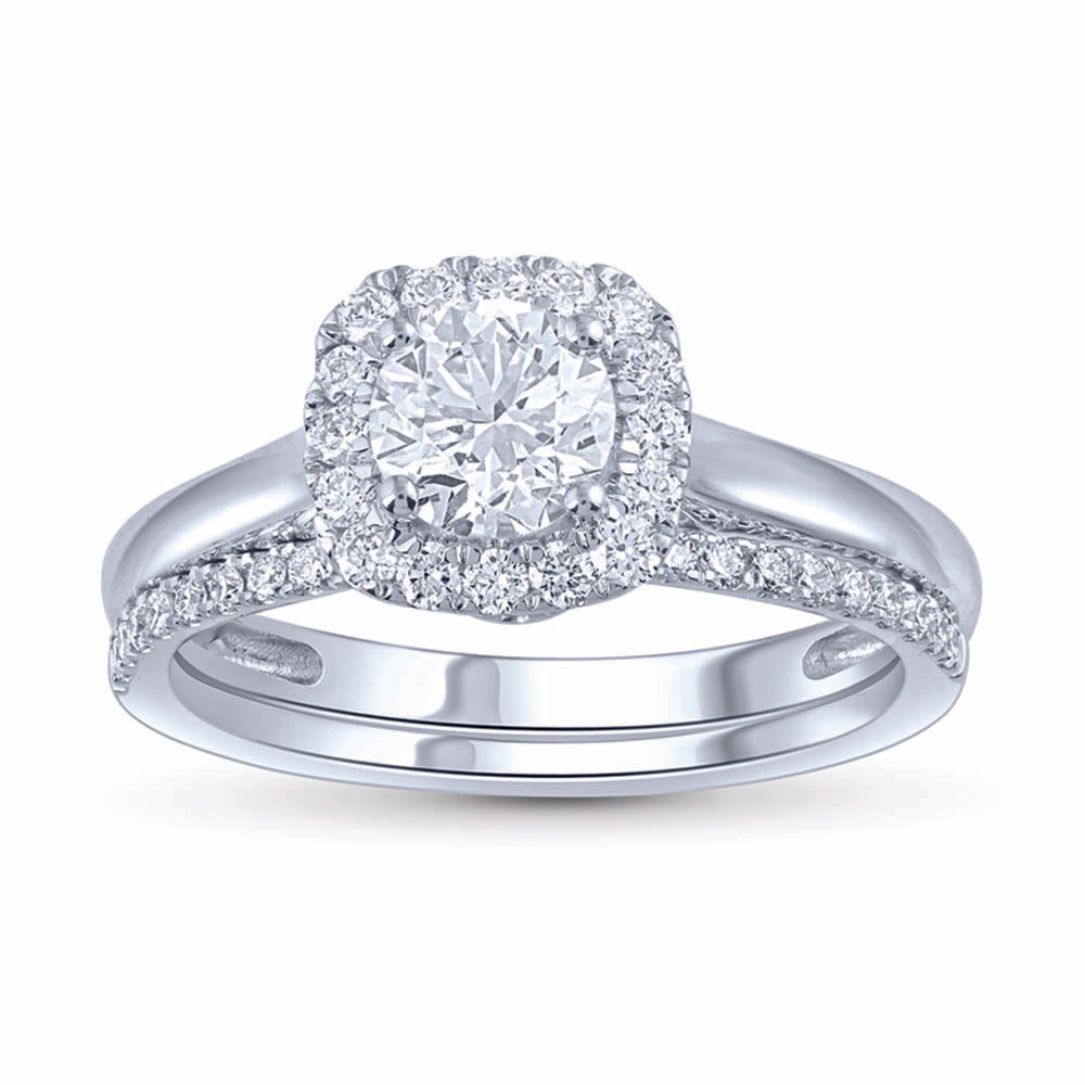 14k White Gold 1.16CT Lab Diamond Bridal Ring Set