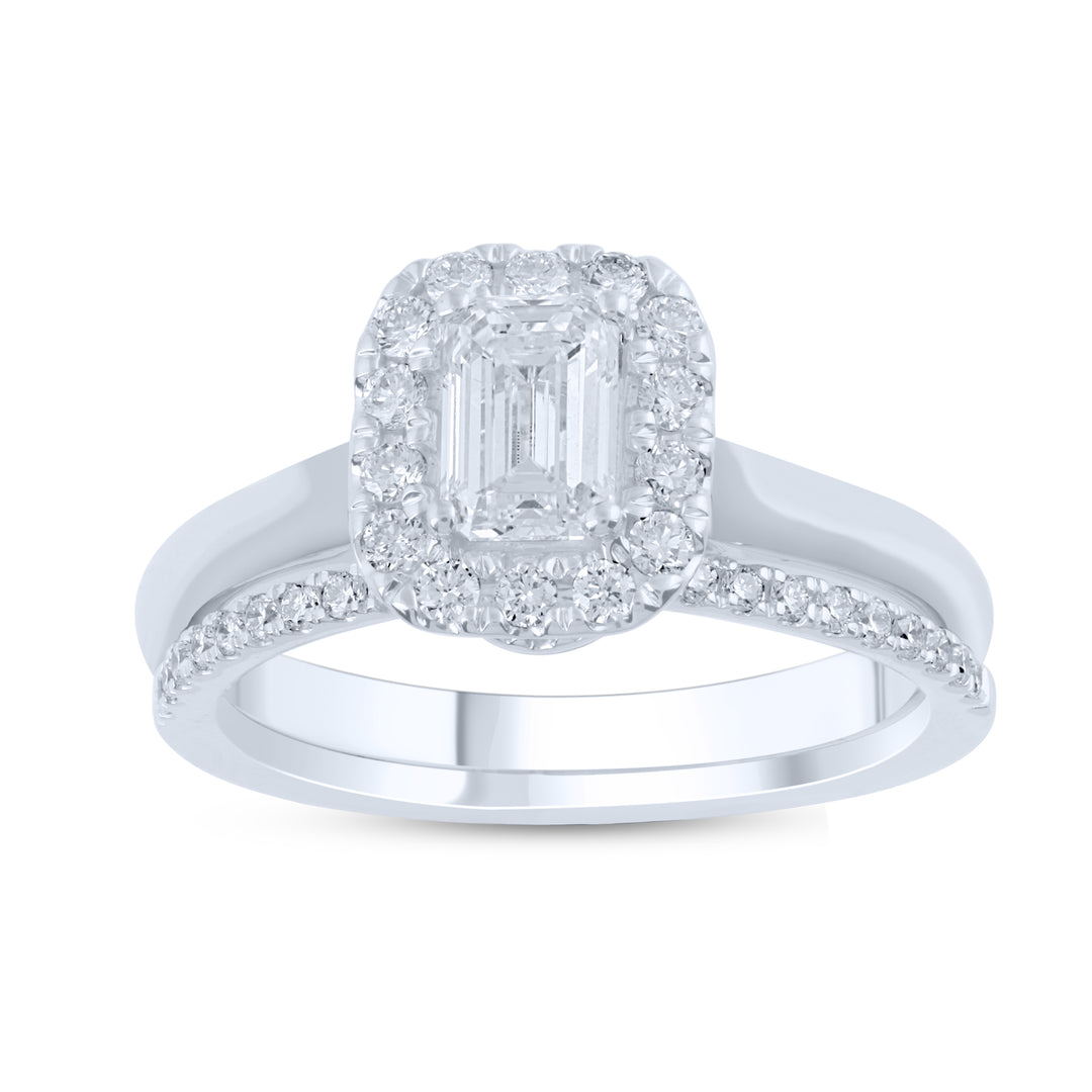 14k White Gold 1.16CT Lab Diamond Bridal Ring Set