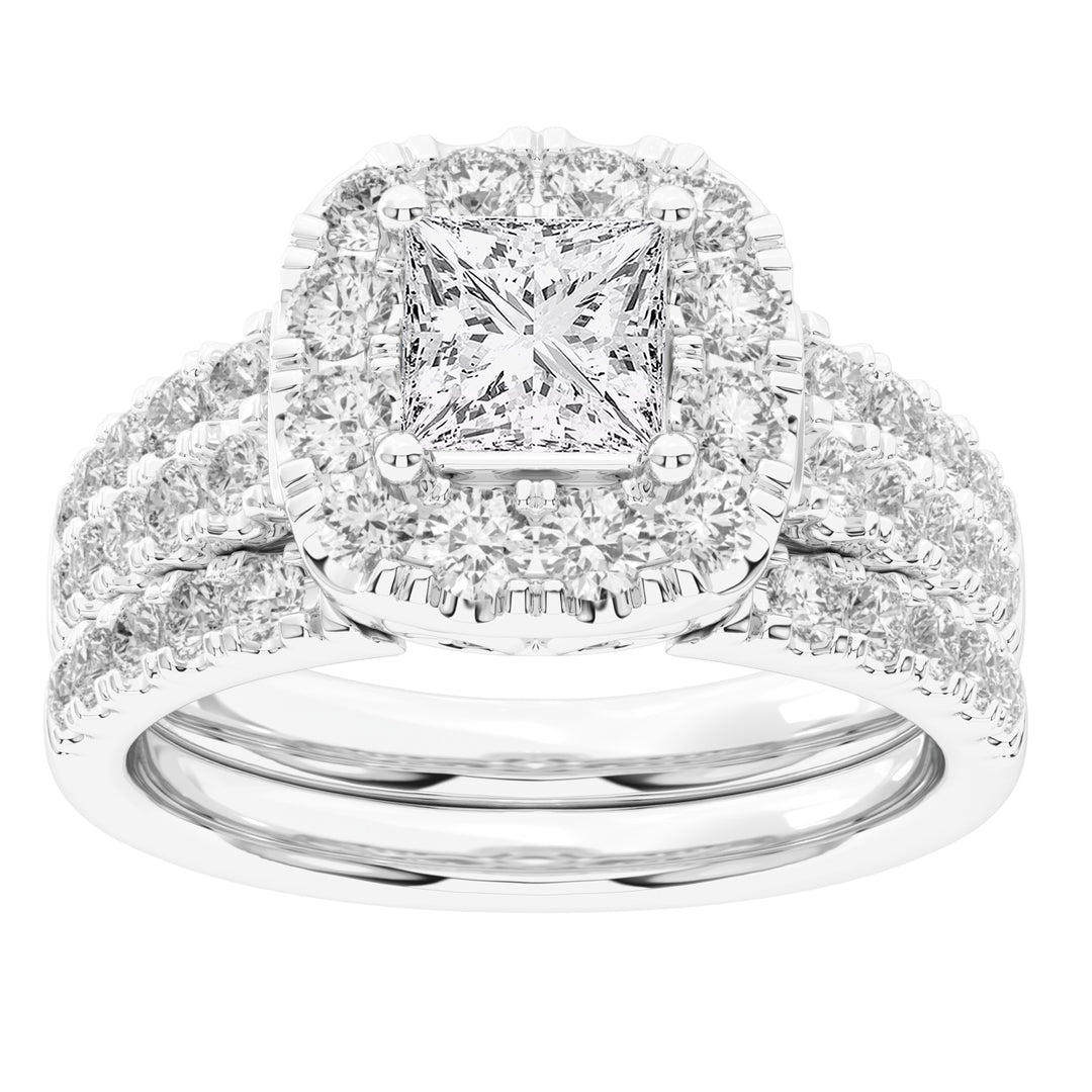 Brilliant 14K White Gold Lab Diamond Bridal Ring Set