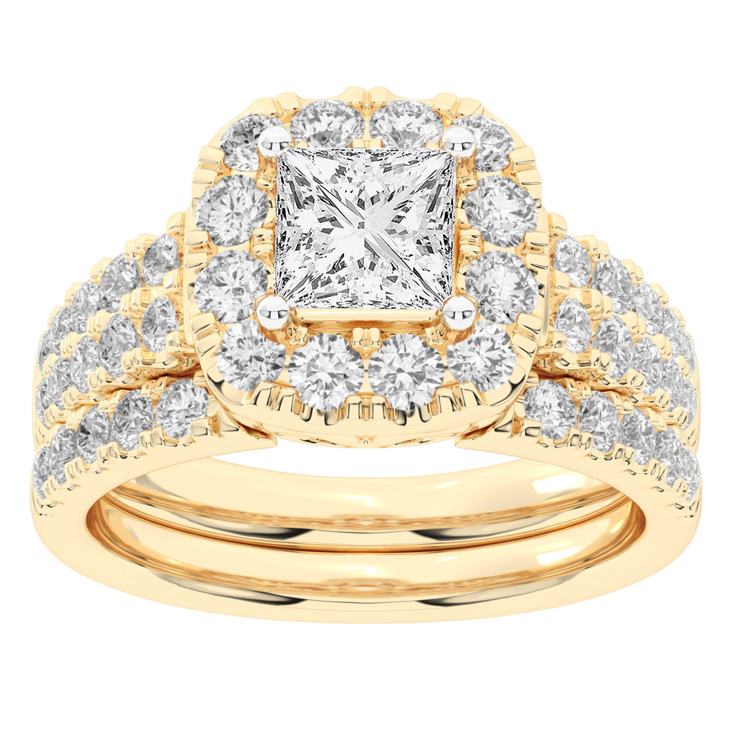 14K White Gold 2CT Lab Diamond Bridal Ring Set