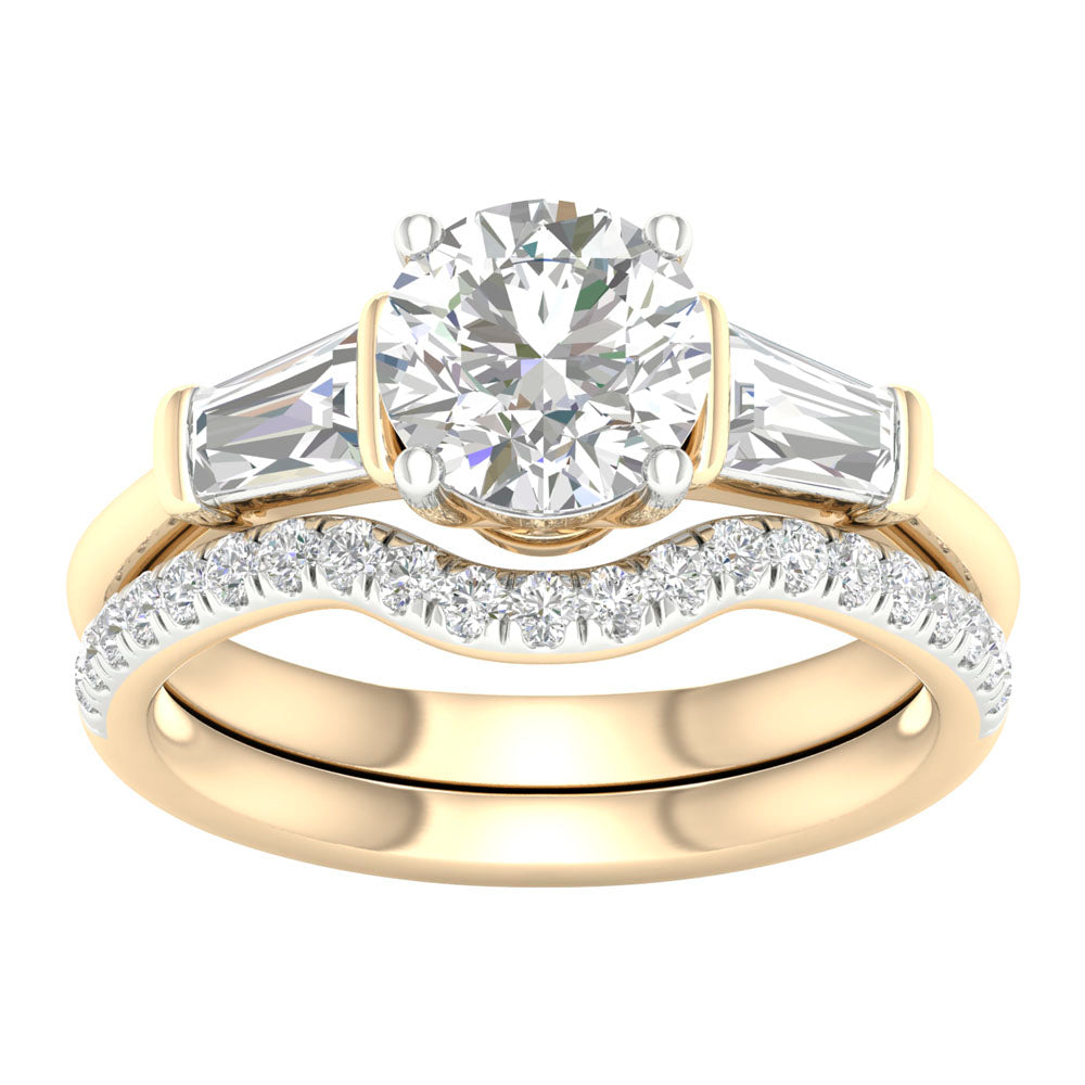 Luminous 14K Yellow Gold 2.15ct Lab Diamond Bridal Set