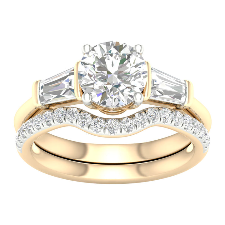 Luminous 14K Yellow Gold 2.15ct Lab Diamond Bridal Set