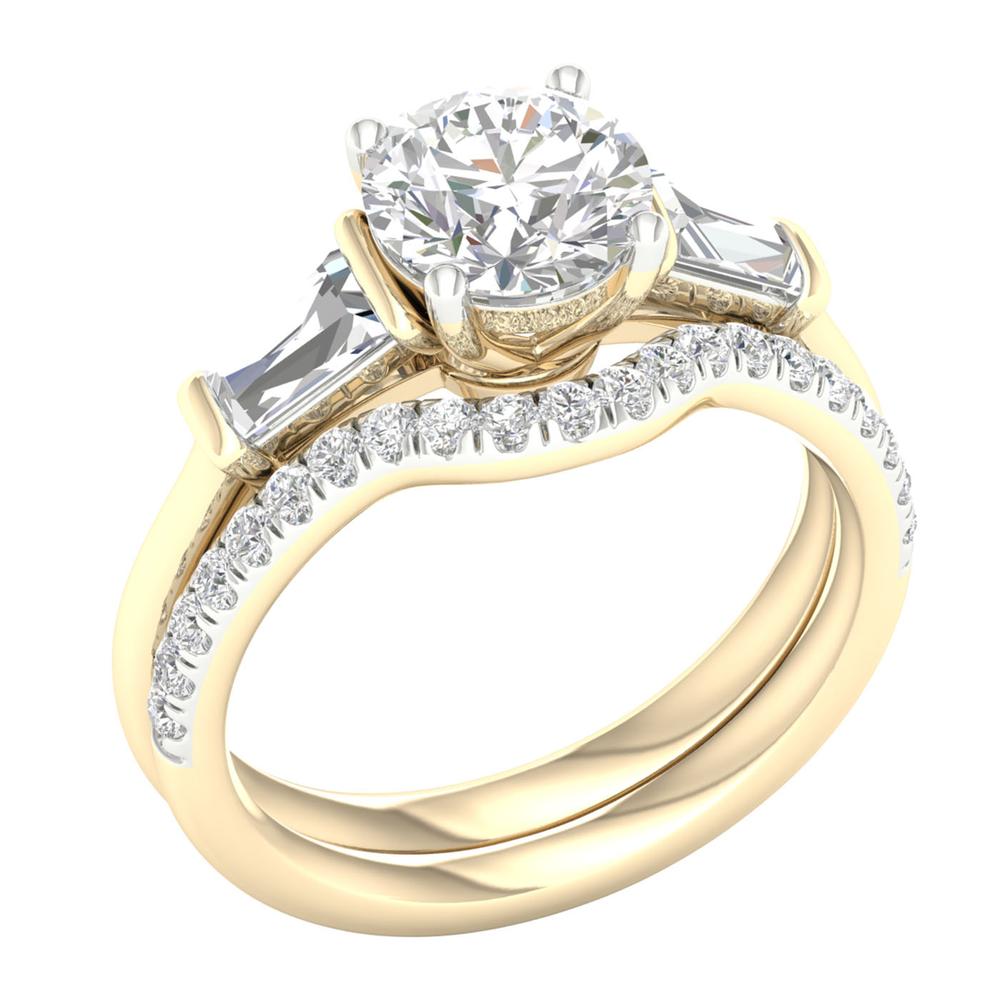 Luminous 14K Yellow Gold 2.15ct Lab Diamond Bridal Set