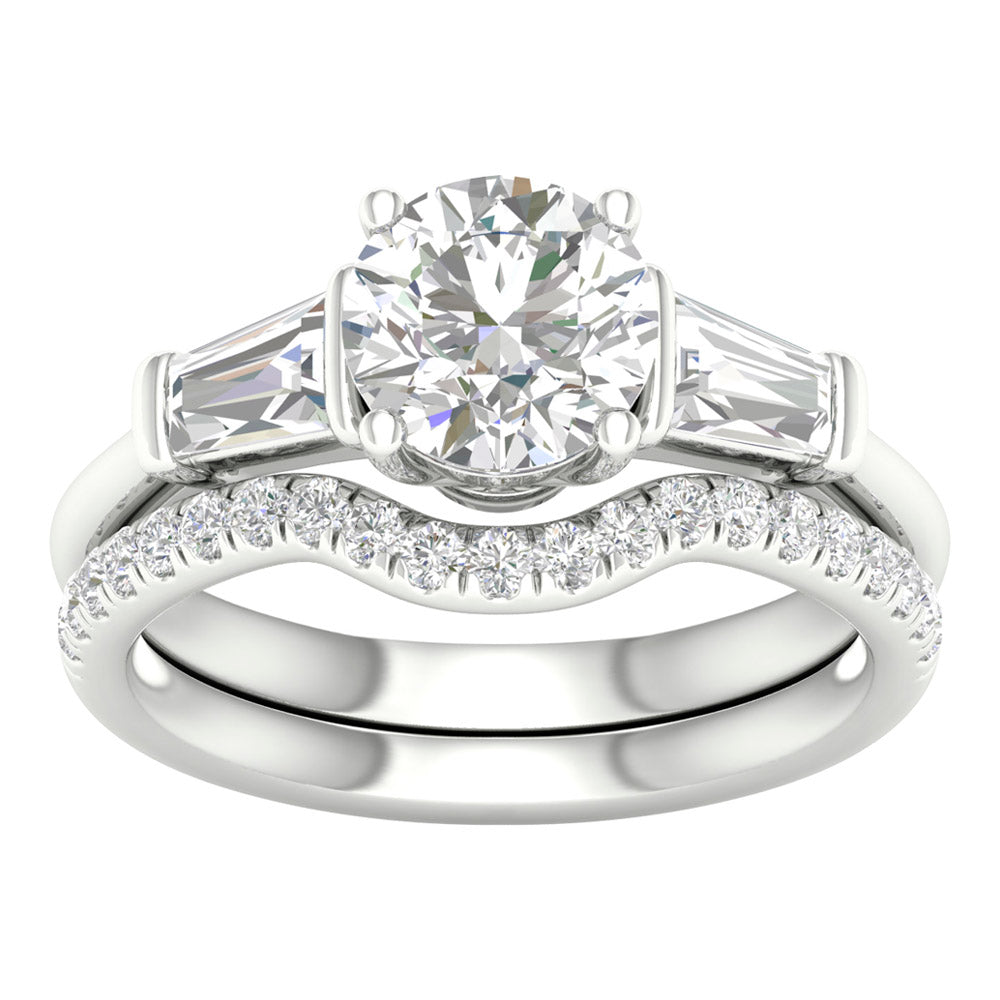 Brilliant 14k White Gold 2.15ct Lab Diamond Bridal Set