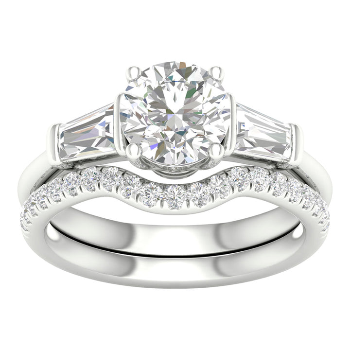 Brilliant 14k White Gold 2.15ct Lab Diamond Bridal Set