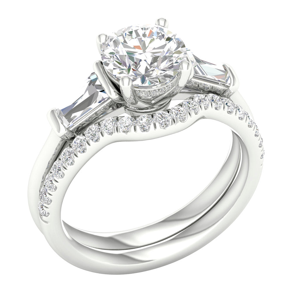 Brilliant 14k White Gold 2.15ct Lab Diamond Bridal Set