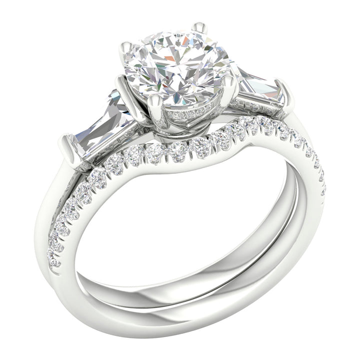 Brilliant 14k White Gold 2.15ct Lab Diamond Bridal Set