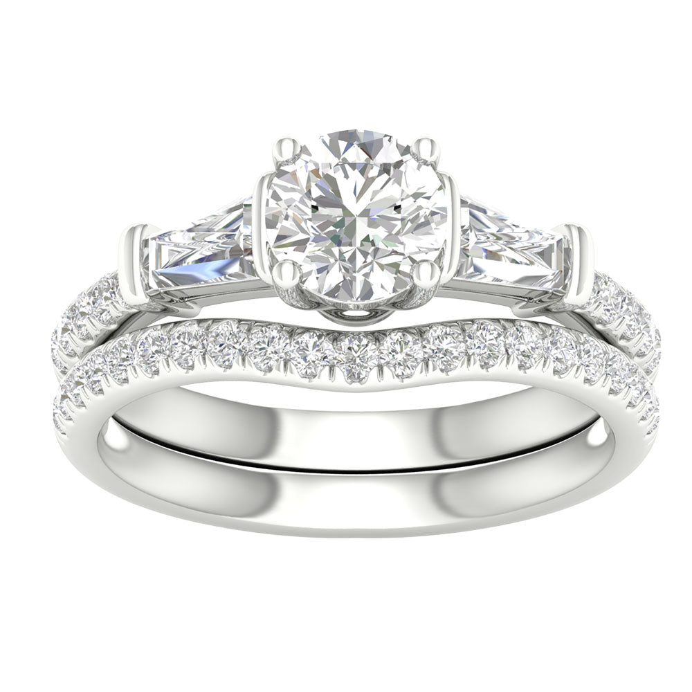 14k White Gold 1.81CT Lab Diamond Bridal Ring Set