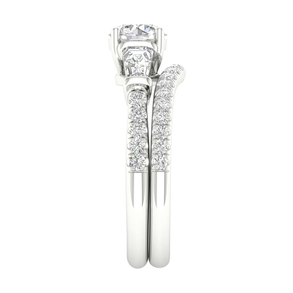 14k White Gold 1.81CT Lab Diamond Bridal Ring Set