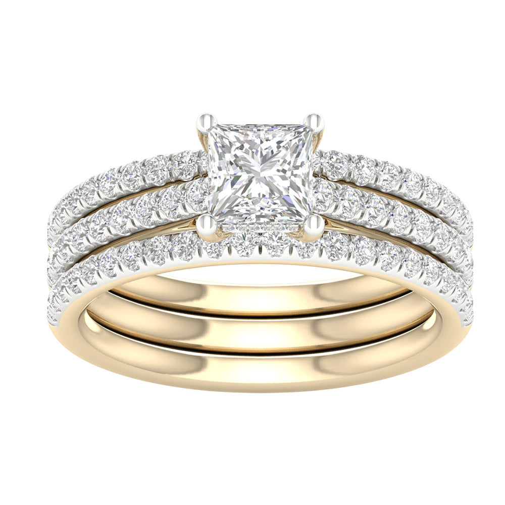 14K Yellow Gold 1.76CT Lab Diamond Bridal Ring Set