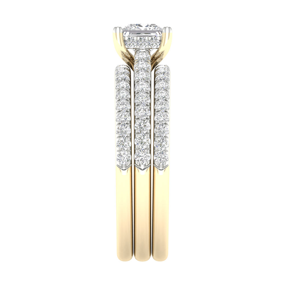 14K Yellow Gold 1.76CT Lab Diamond Bridal Ring Set