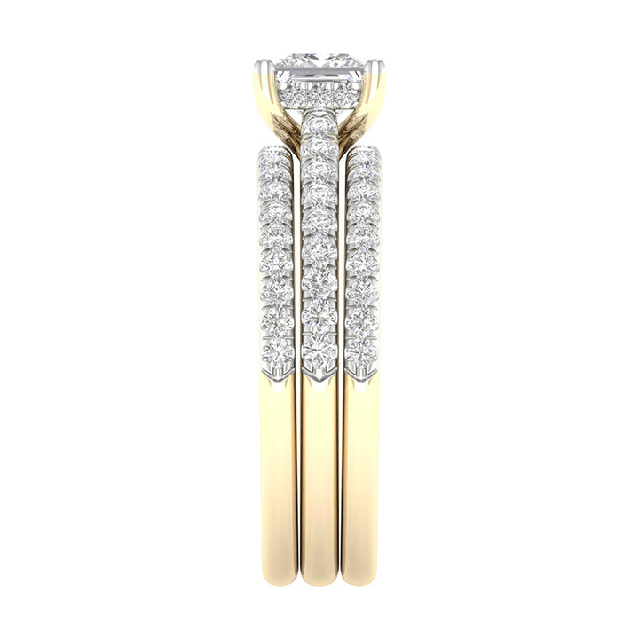 14K Yellow Gold 1.76CT Lab Diamond Bridal Ring Set