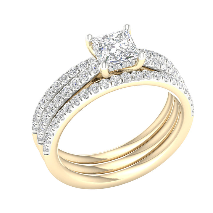 14K Yellow Gold 1.76CT Lab Diamond Bridal Ring Set