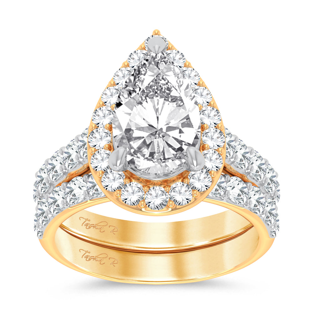 14K Yellow Gold 5CT Lab Diamond Bridal Ring Set