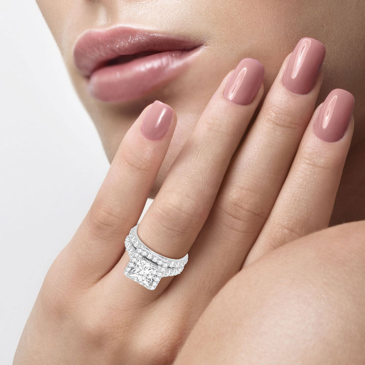 14k White Gold 5CT Certified Lab Diamond Bridal Ring Set