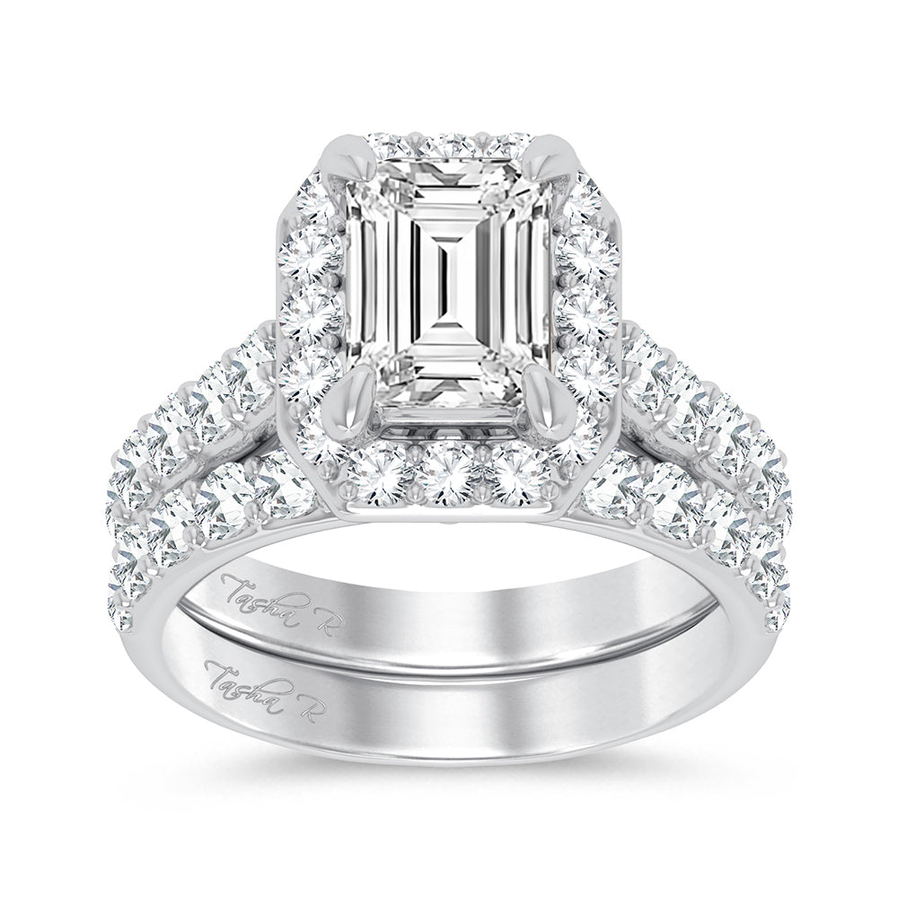 14K White Gold 5CT Lab Diamond Bridal Ring Set