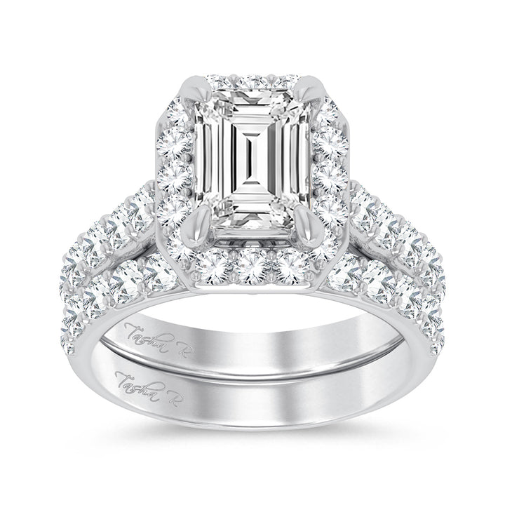 14K White Gold 5CT Lab Diamond Bridal Ring Set