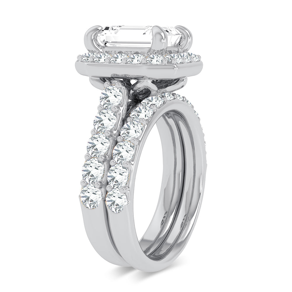 14K White Gold 5CT Lab Diamond Bridal Ring Set