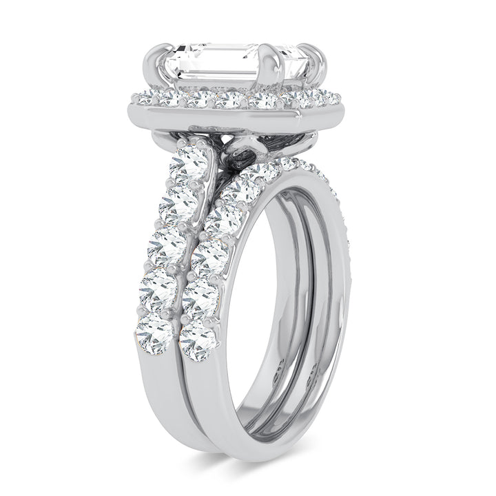 14K White Gold 5CT Lab Diamond Bridal Ring Set