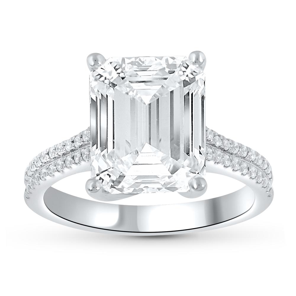 Brilliant 14k White Gold 5.25CT Lab Diamond Engagement Ring