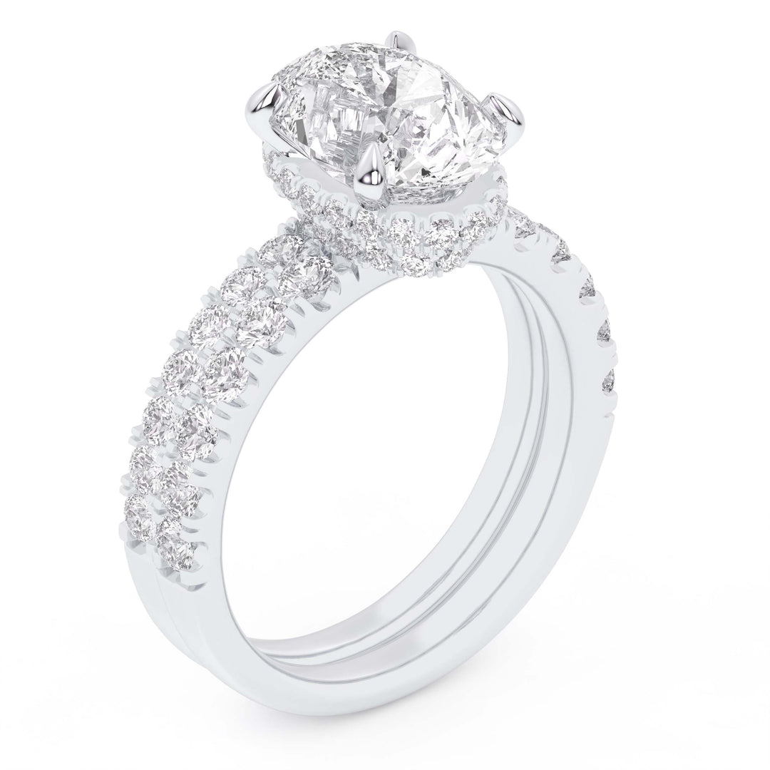 Luminous 14K White Gold Lab Diamond Bridal Set with Double Halo