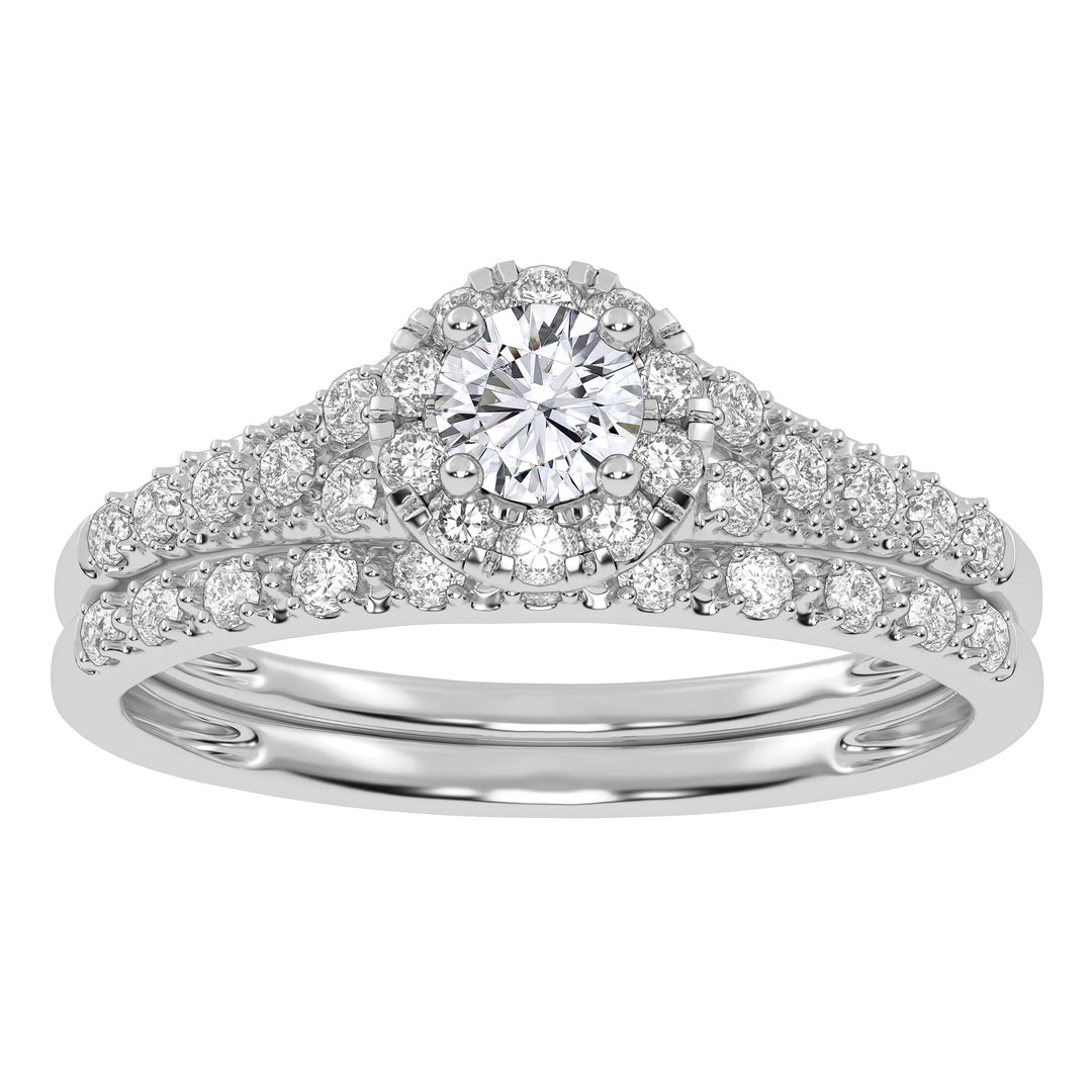 Timeless 10k White Gold Lab Diamond Bridal Ring Set