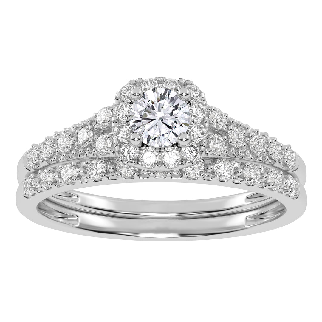 Elegant 10K White Gold Certified Lab Diamond Bridal Set