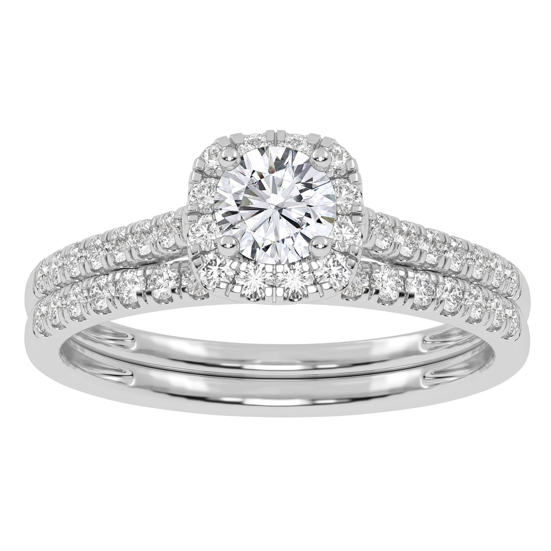 10k White Gold 0.50CT Lab Diamond Bridal Ring Set
