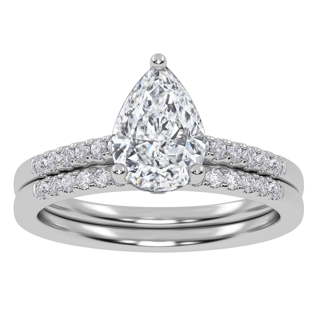 10k White Gold 1.28CT Lab Diamond Bridal Ring Set