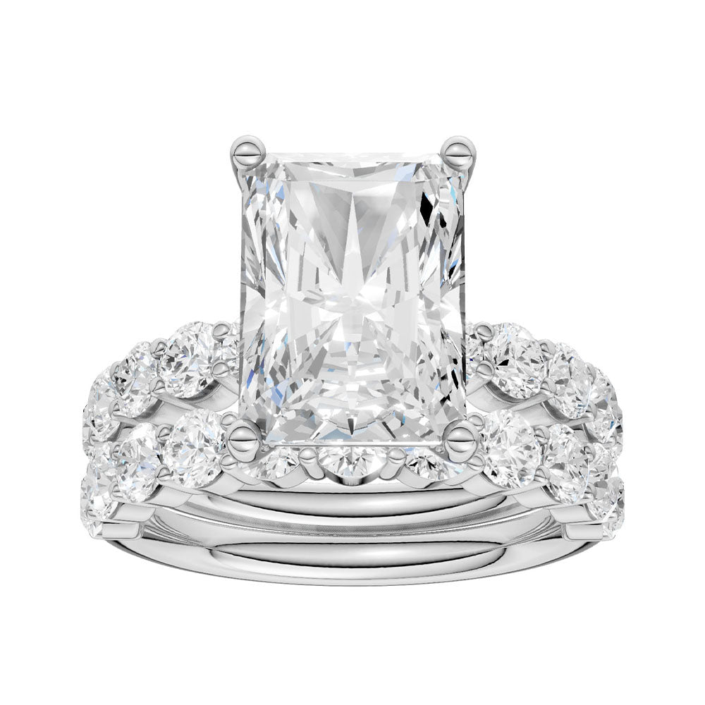 Certified 14K White Gold 5CT Lab Diamond Bridal Ring Set