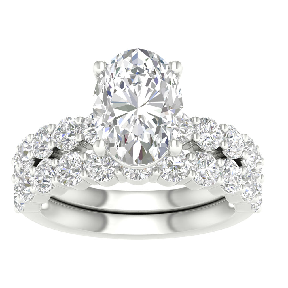 Brilliant 14K White Gold 5CT Lab Diamond Bridal Ensemble