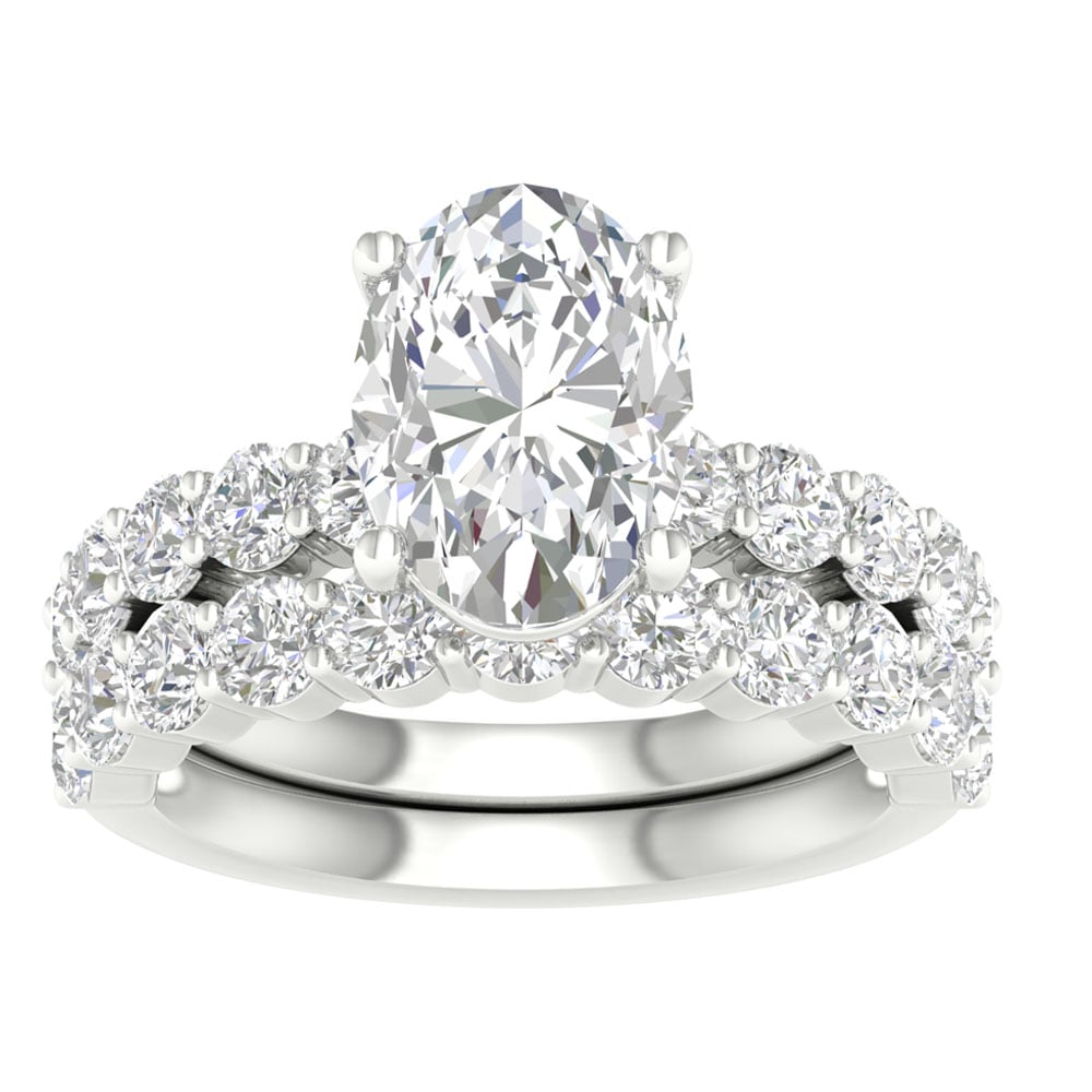 14k White Gold 5CT Lab Diamond Bridal Ring Set