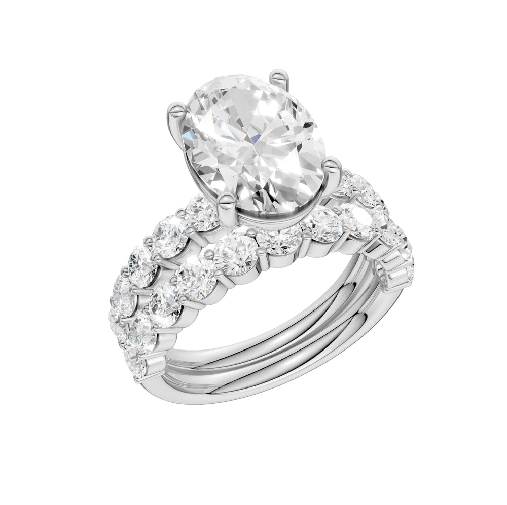 Brilliant 14K White Gold 5CT Lab Diamond Bridal Ensemble