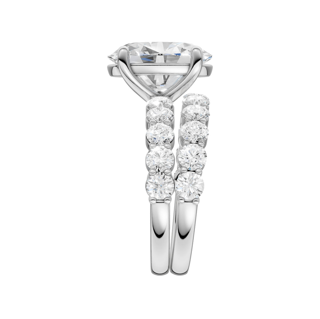 Brilliant 14K White Gold 5CT Lab Diamond Bridal Ensemble