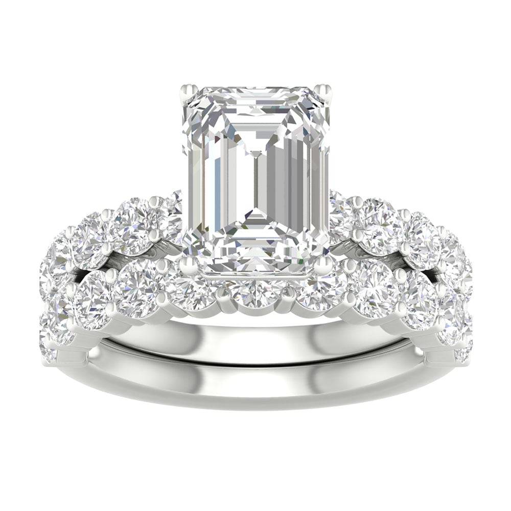 Brilliant 14K White Gold 6CT Lab Diamond Bridal Ring Set