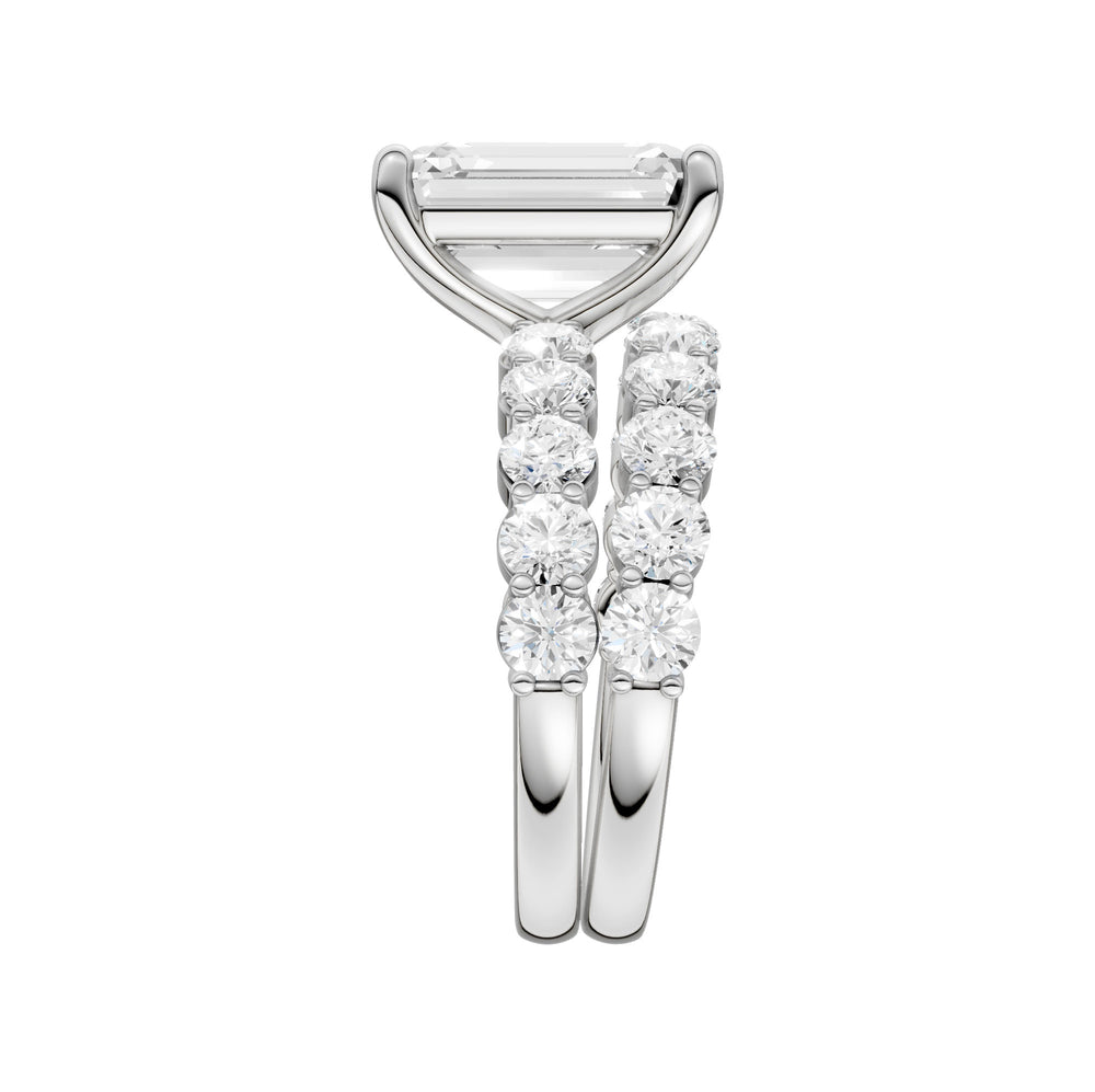 Brilliant 14K White Gold 6CT Lab Diamond Bridal Ring Set