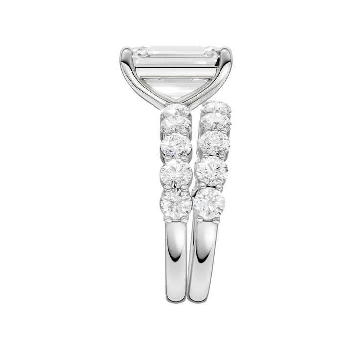 Brilliant 14K White Gold 6CT Lab Diamond Bridal Ring Set