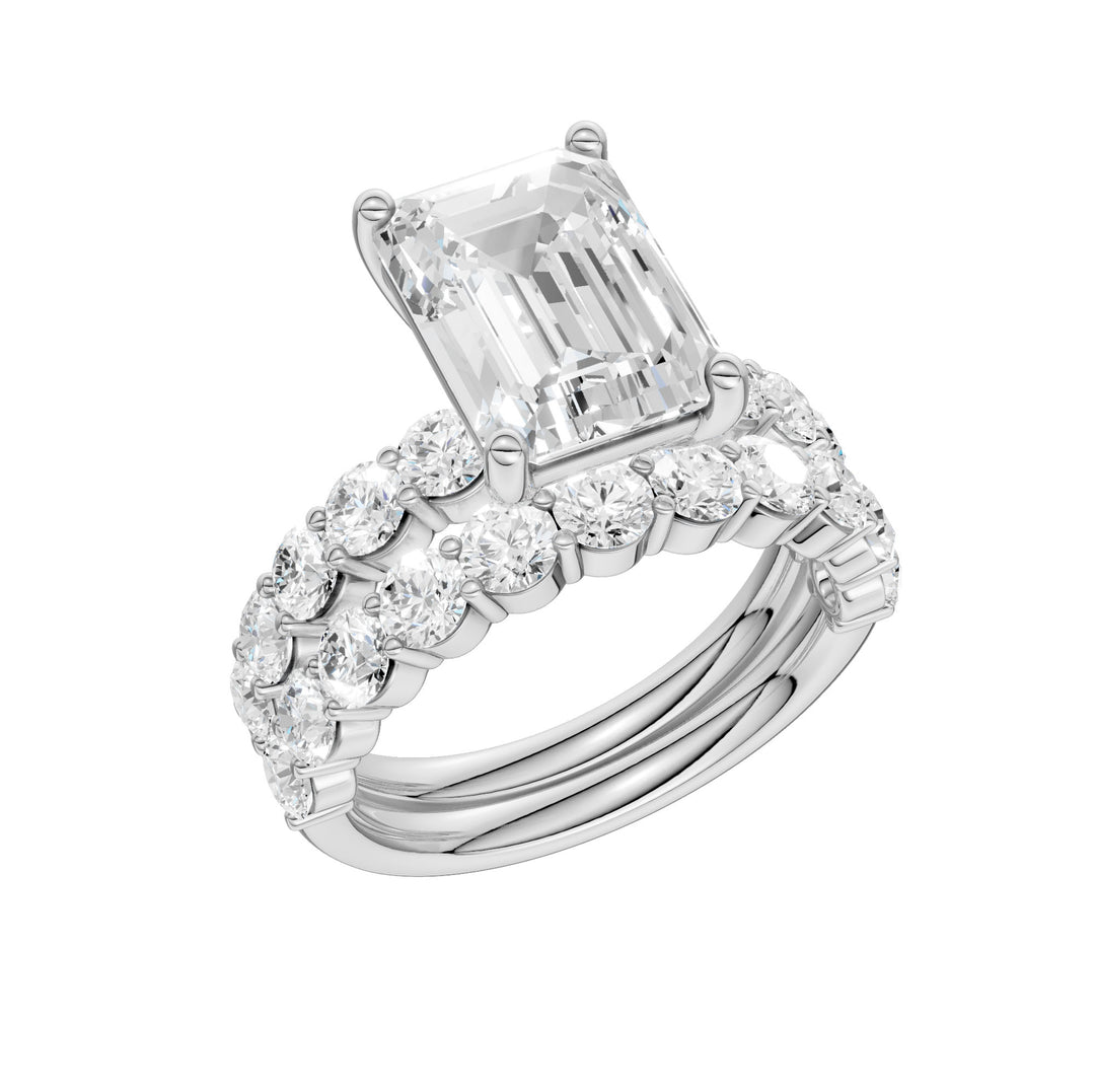 Brilliant 14K White Gold 6CT Lab Diamond Bridal Ring Set