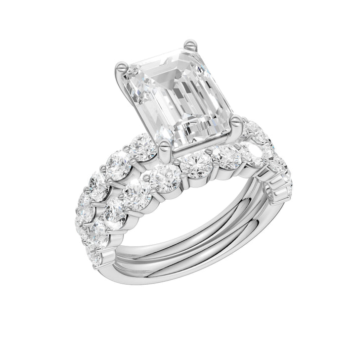 Brilliant 14K White Gold 6CT Lab Diamond Bridal Ring Set