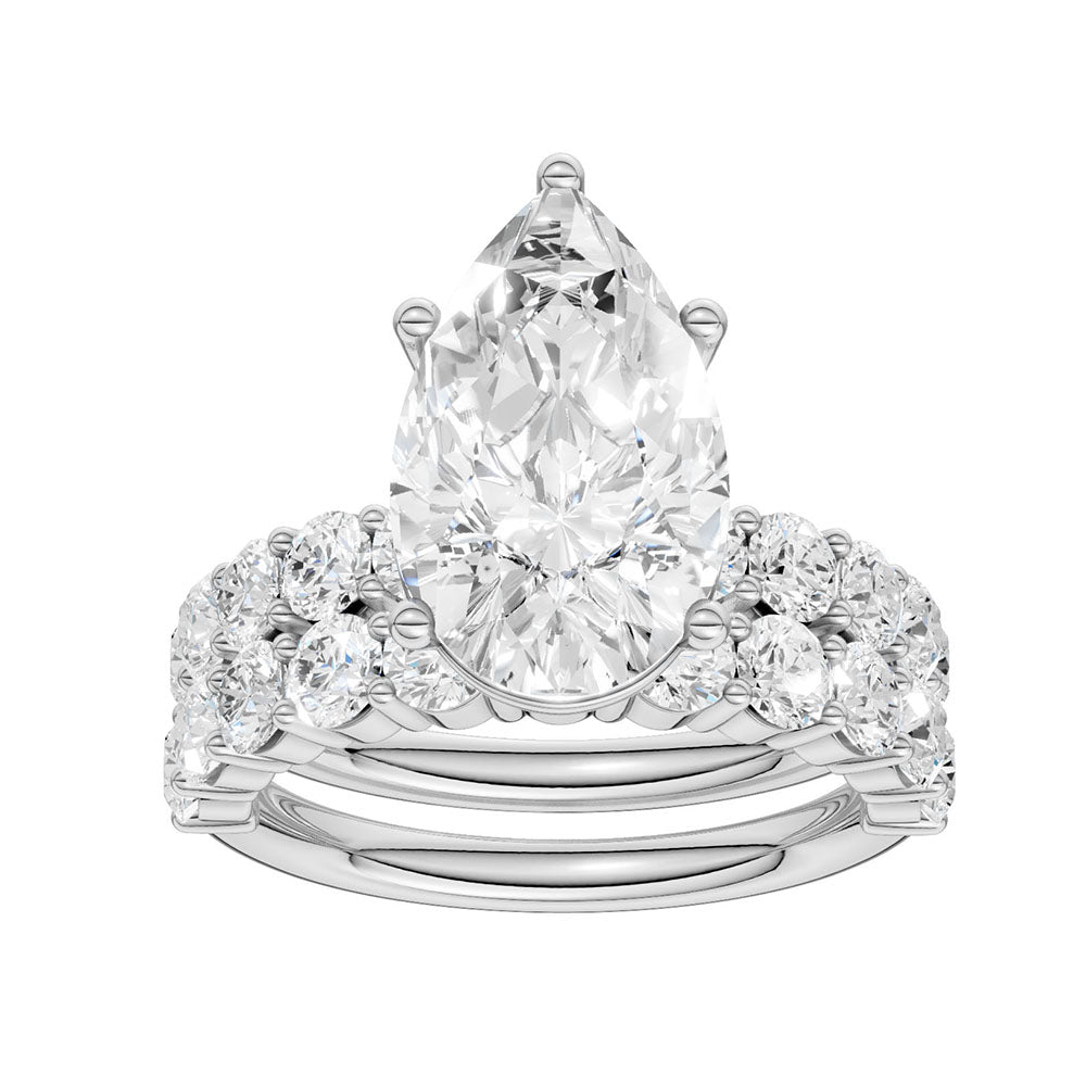 Certified 14K White Gold 5CT Lab Diamond Bridal Set