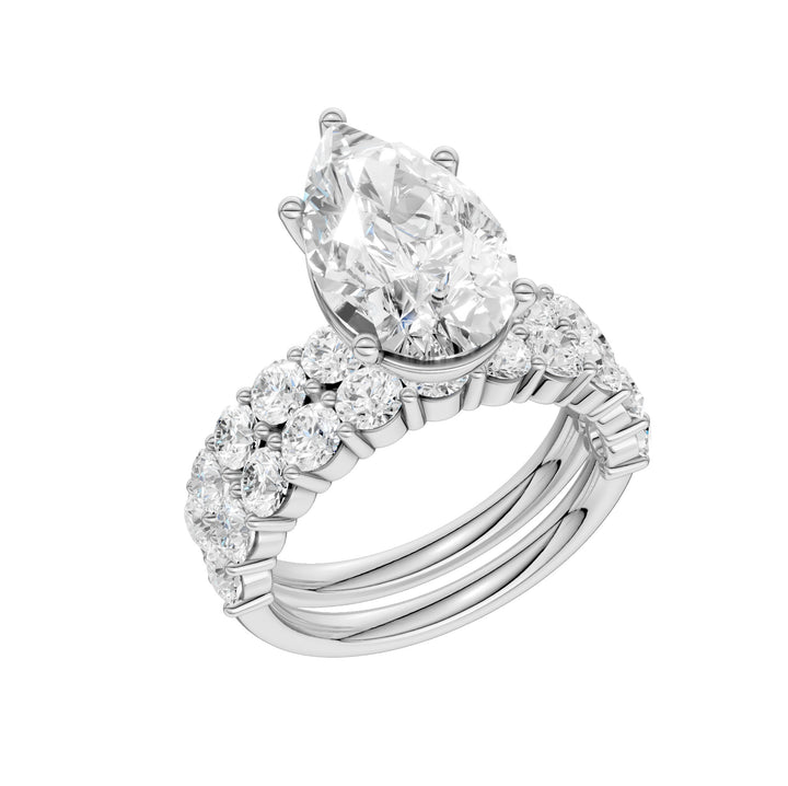 Certified 14K White Gold 5CT Lab Diamond Bridal Set