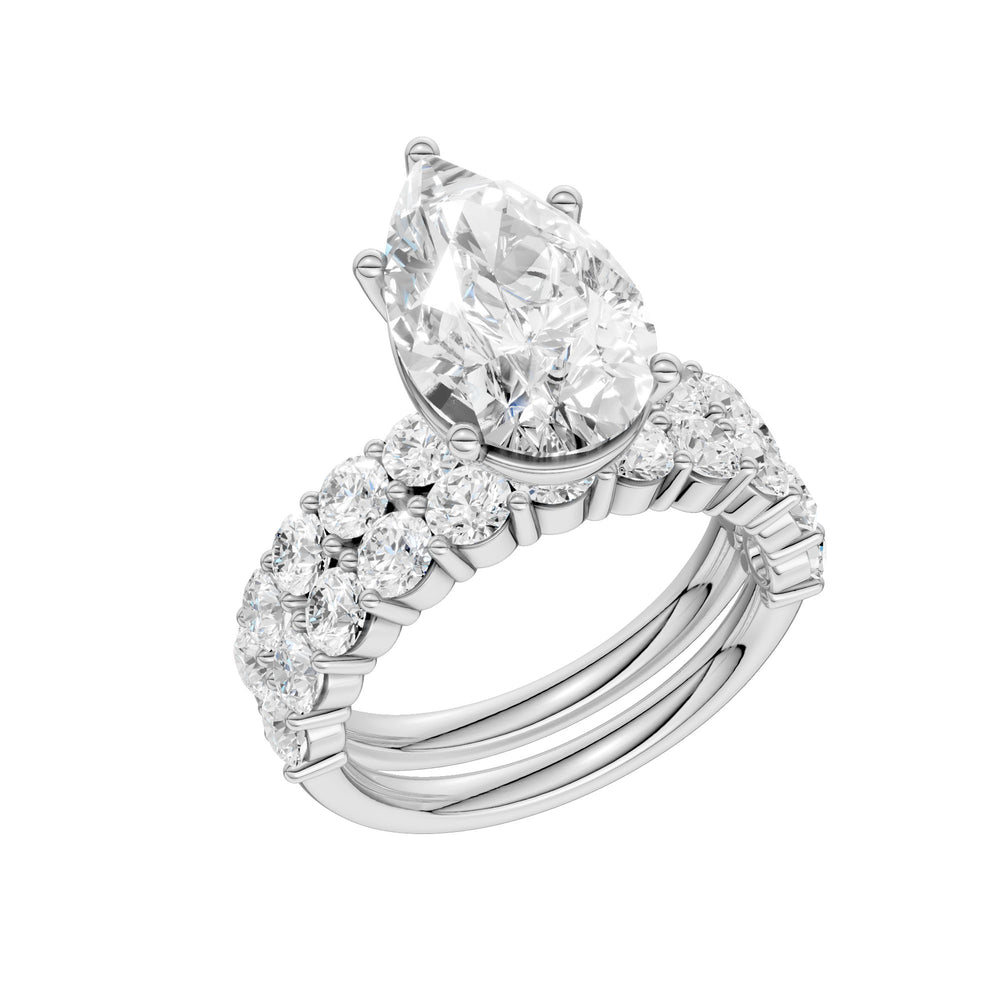 Brilliant 14K White Gold 6CT Lab Diamond Bridal Ensemble