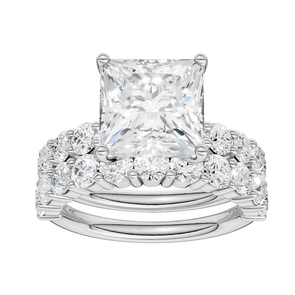 Brilliant 14K White Gold 6CT Lab Diamond Bridal Ensemble