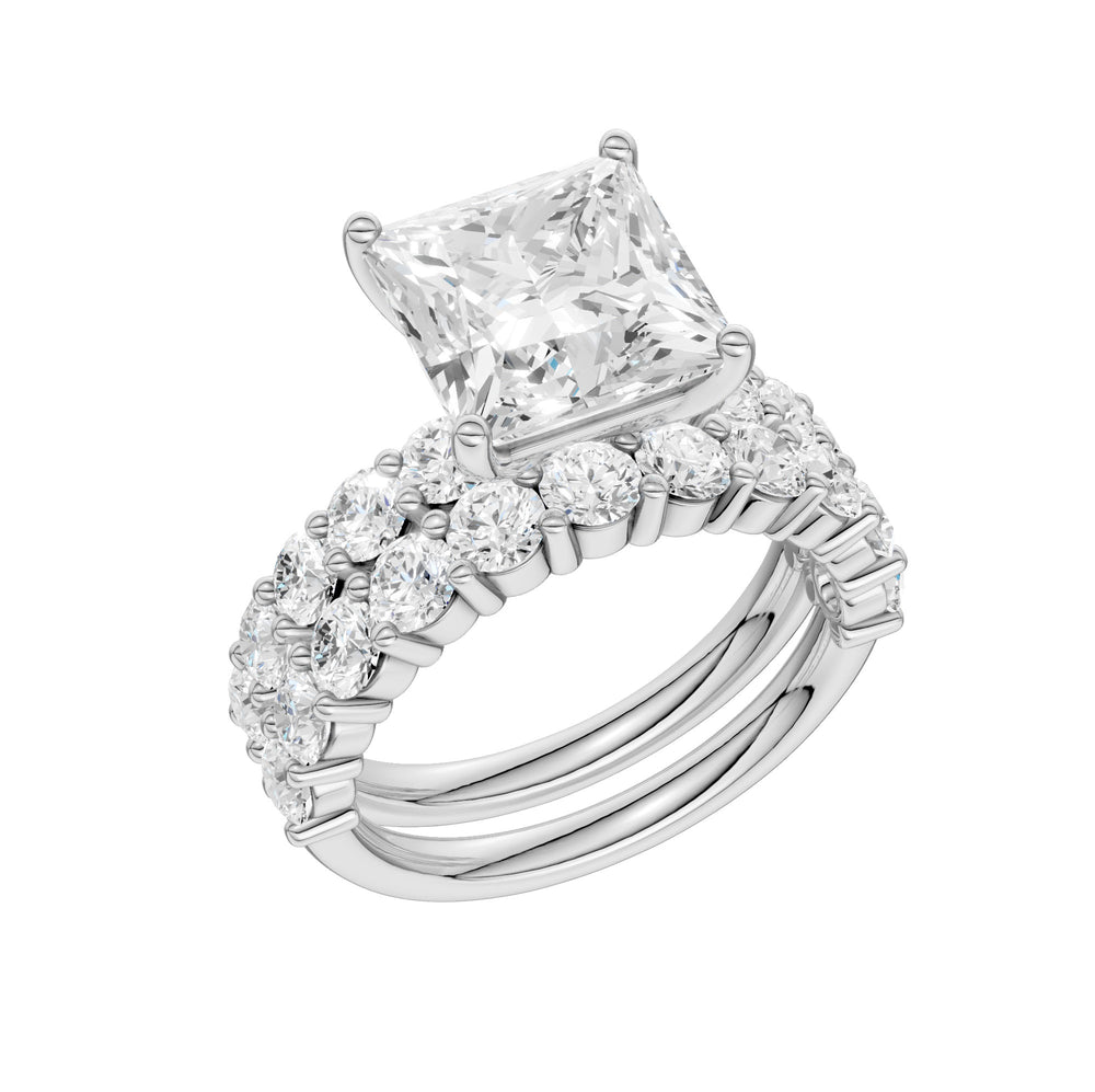 Brilliant 14K White Gold 6CT Lab Diamond Bridal Ensemble