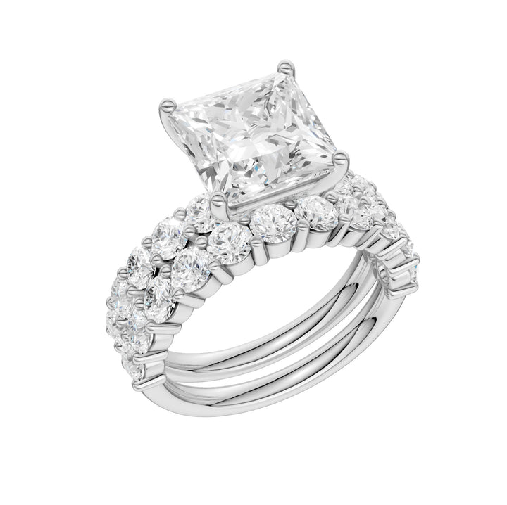 Brilliant 14K White Gold 6CT Lab Diamond Bridal Ensemble